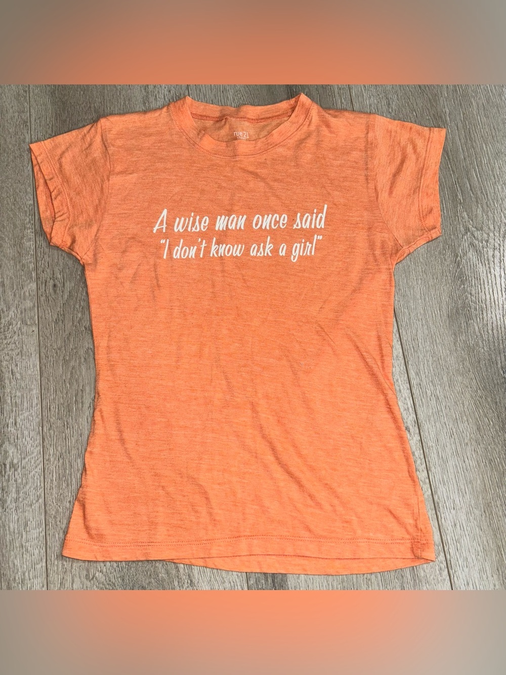 Y2K Rue21 Orange Graphic Baby Tee - Sarcastic Slogan Shirt Size Small McBling